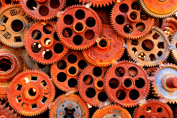  rusty gears lined up