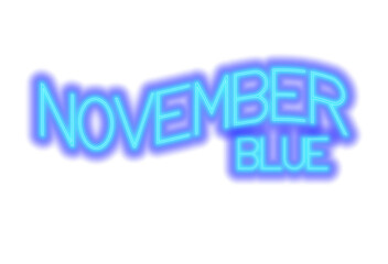 3d illustration, transparent background, with neon blue november, lit, glowing