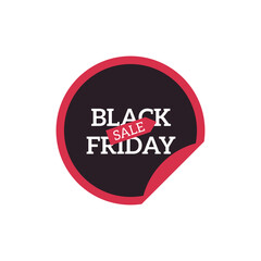 Black red sticker Black Friday SALE on white background