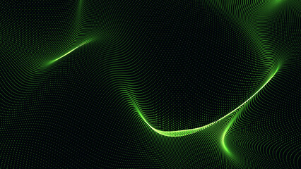 Mir green wave isolated on the black background. 4k wallpaper