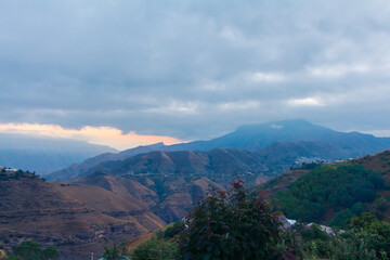 Fototapeta na wymiar Sunrise in the Caucasus Mountains, Dagestan.