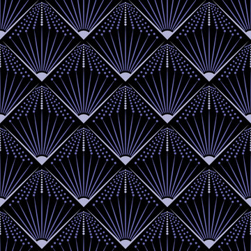 Art Deco Seamless Pattern Design With Art Noveau Elements