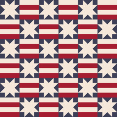 US flag themed seamless pattern design with lines and stars - 543856946