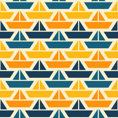 Retro paper boat pattern - ideal for kid's room wallpaper or textile print uses