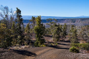 overlooking kilauea crater from byron ledge trail at hawaii volcanoes national park