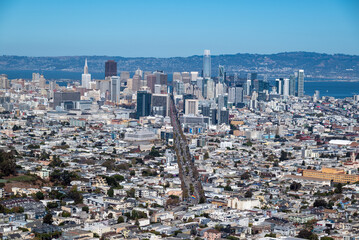 Obraz premium San Francisco city from Twin Peaks hills, California, USA.