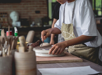 The master class in big workshop on making clay products