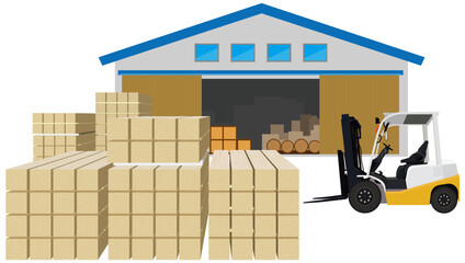 製材所とフォークリフト