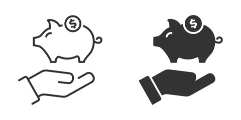 Fototapeta premium Piggy bank on hand. Vector illustration.