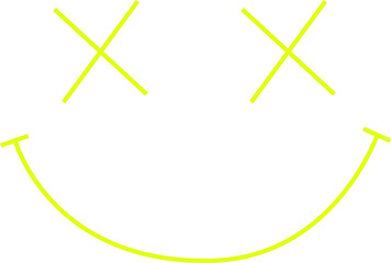 Acid rave big set. Psychedelic surrealistic line yellow element. Psychedelic trippy illustration  for music and another posters