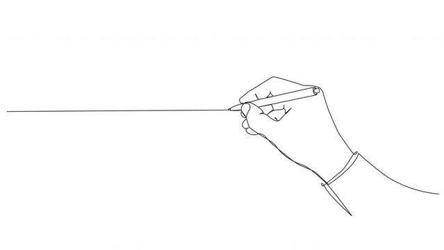animated continuous single line drawing of hand holding pen, line art animation