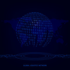 Global logistics network. Map global logistics partnership connection. Digital sphere  and world map for your web site design, logo, app, UI. EPS10. 