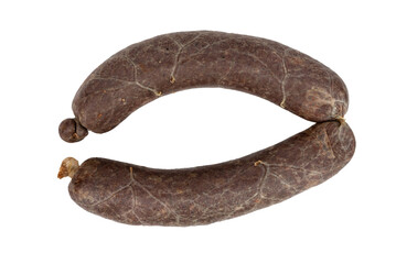 the fresh blood sausage isolated on the white background