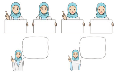 ヒジャブを付けた女性のイラスト