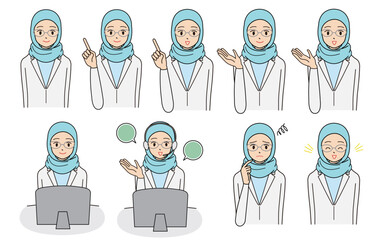 ヒジャブを付けた女性のイラスト