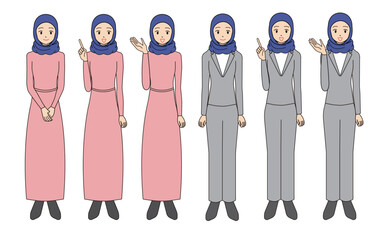 ヒジャブを付けた女性のイラスト