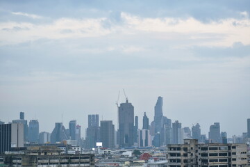 Fototapeta premium top view cityscape from building in Bangkok Thailand