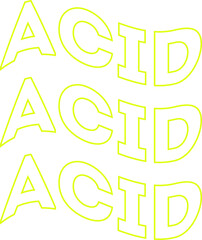 Acid rave big set. Psychedelic surrealistic line yellow element. Psychedelic trippy illustration for music and another posters