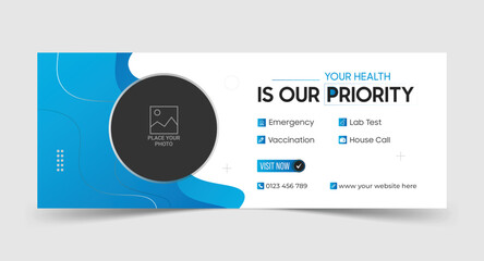 Healthcare and medical Facebook cover social media photo web banner template design premium vector ads