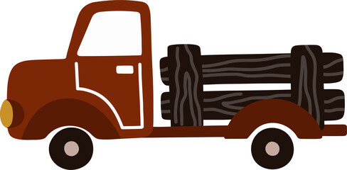 Village truck clipart illustration. Cartoon style