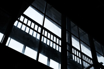 Silhouette of Interior Glass Window Background.