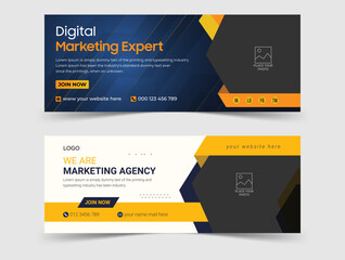 Corporate business digital marketing social media Facebook cover and email footer banner template design