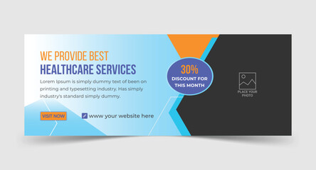 Healthcare and medical Facebook cover social media photo web banner template design premium vector