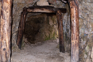 A tunnel in Mount Lagazuoi, part of a defense system in the First World War at the Dolomite Alps, South Tirol