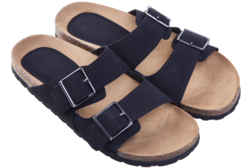 Men summer leaser sandals isolated on white background. Brown mens sandals