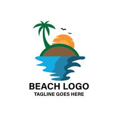 tropical island with palm. beach illustration design vector