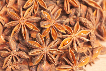 Star anises dried spice fruits