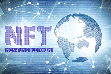 Obraz premium Illustration of NFT - non-fungible token