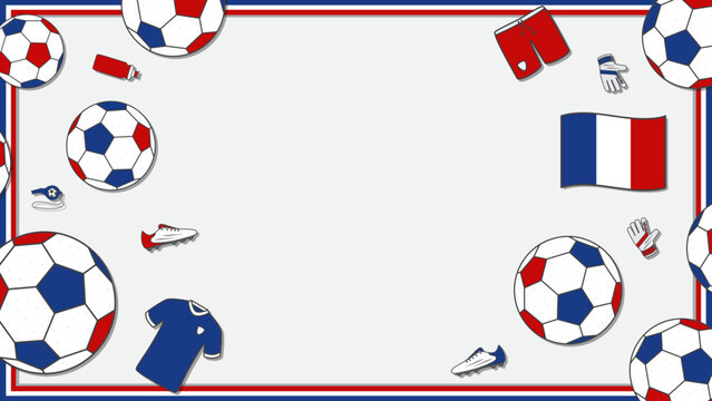 Football Background Design Template. Football Cartoon Vector Illustration. Sport In France