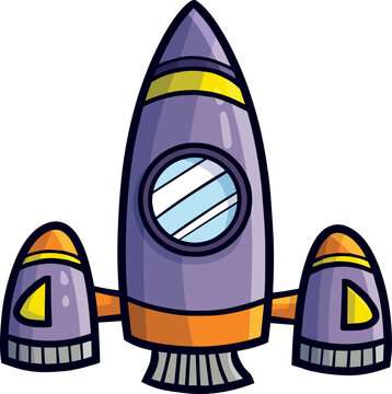Funny purple rocket cartoon illustration