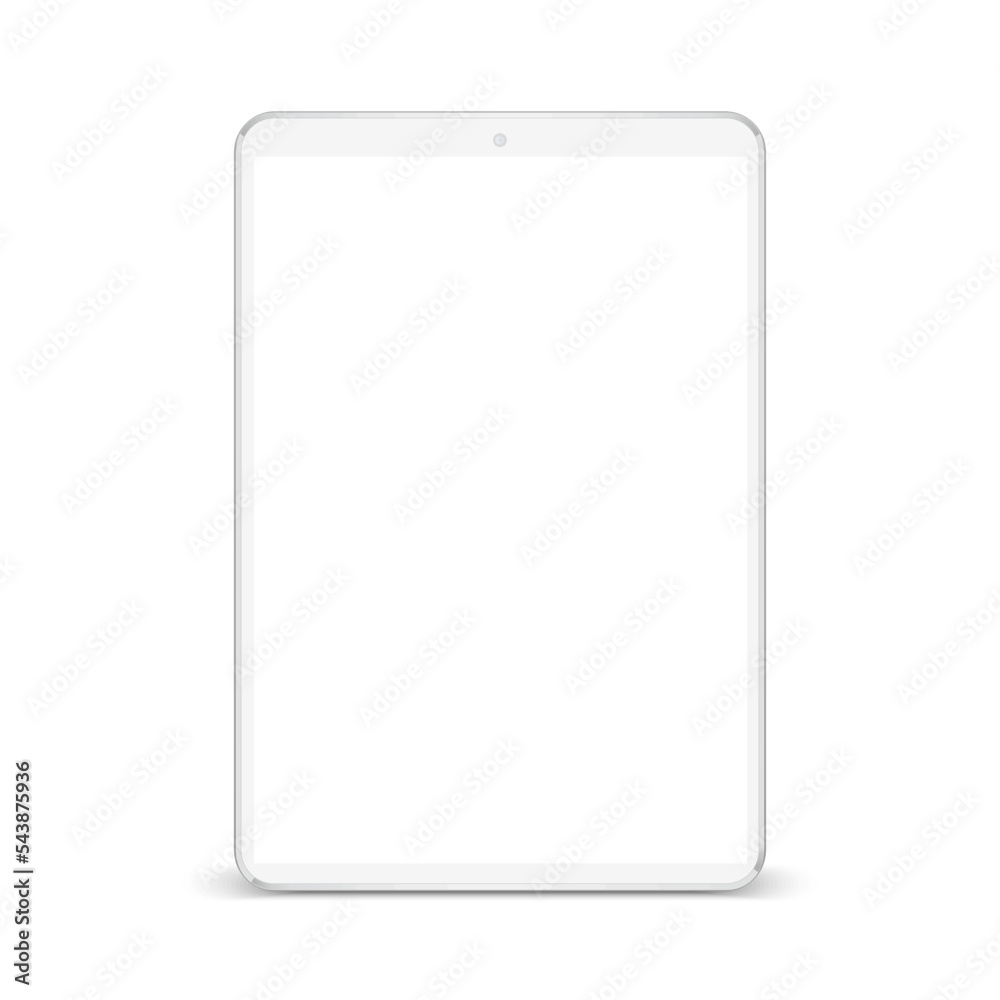 Poster White tablet with white screen new version in trendy thin frame - vector for stock