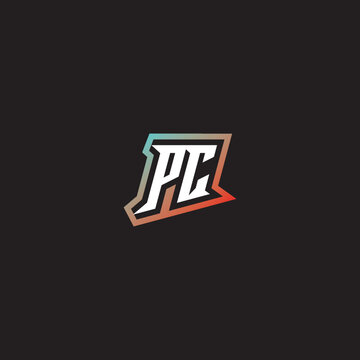 PC initial gradation color concept esport logo design