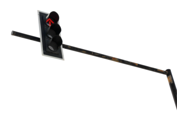 traffic light pole isolated on white background.Selection focus.