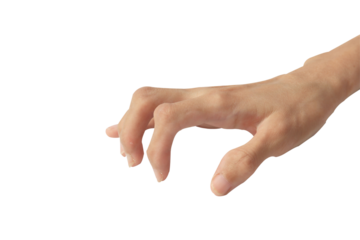 hand was bent due to a bone problem isolated on white background.Selection focus.