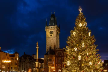 Fotobehang Old Town Square at Christmas time, Prague, Czech Republic © Richard Semik