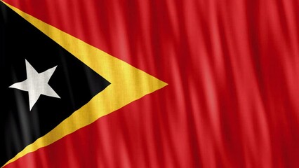East Timor National Flag. Seamless loop animation closeup waving. 
