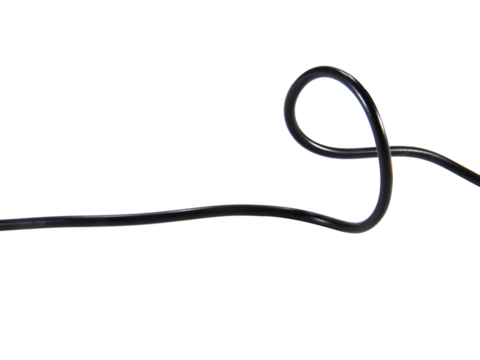 black wire cable of usb and adapter isolated on white background.Selection focus.