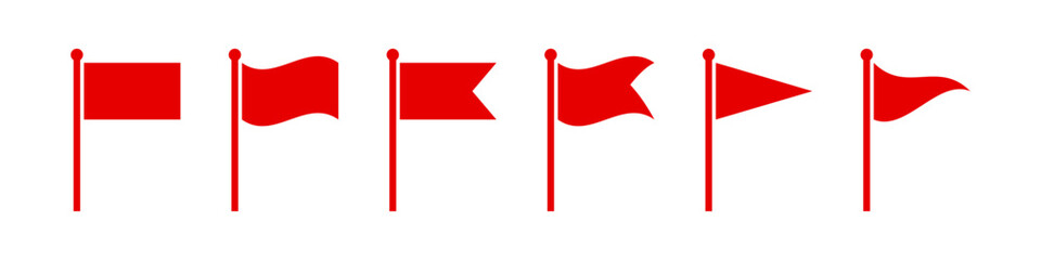 Red flag icon set - obrazy, fototapety, plakaty