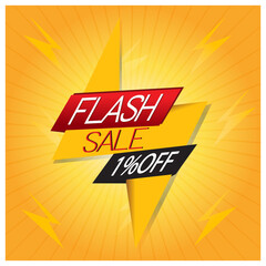 Illustration,Flash sale poster, Sale banner design template with editable text effect, 1 percent off