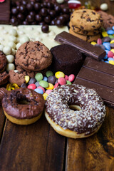 Colorful candies and sweets background