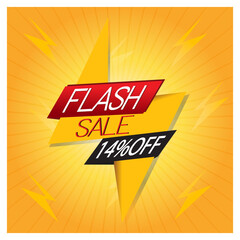 Illustration,Flash sale poster, Sale banner design template with editable text effect, 14 percent off