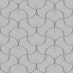 Vector seamless pattern. Abstract monochrome background with black curved lines