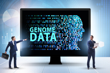 Businessman in genome data concept