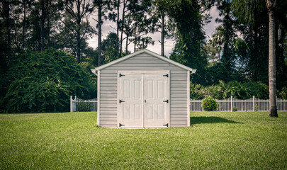 shed on the lawn