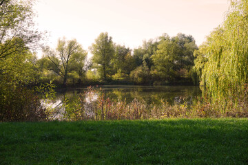 Blick auf einen Teich in der Nähe von Wanfried in Hessen