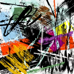 Tragetasche abstract colorful background pattern, with stripes, lines, waves, paint strokes and splashes © Kirsten Hinte